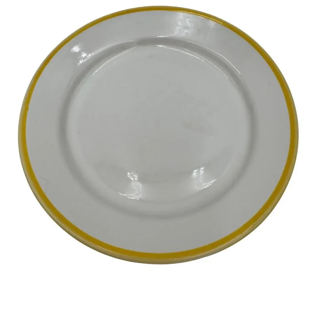 Duktig Ceramic Tea Plates Petit Fours Plates Set/4 Pink Yellow Blue Green Rims